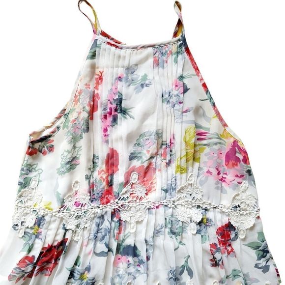 ANTHROPOLOGIE RANNA GILL Kalila Floral Women's Halter Lace Cottagecore Dress - Picture 9 of 12